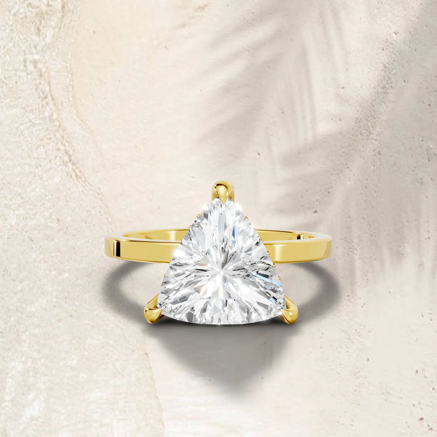 14K Gold Triangle Cut Diamond Hidden Halo Engagement Ring