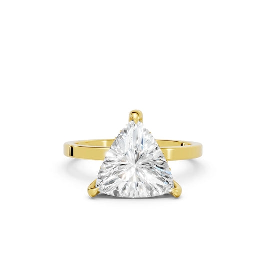 14K Gold Triangle Cut Diamond Hidden Halo Engagement Ring