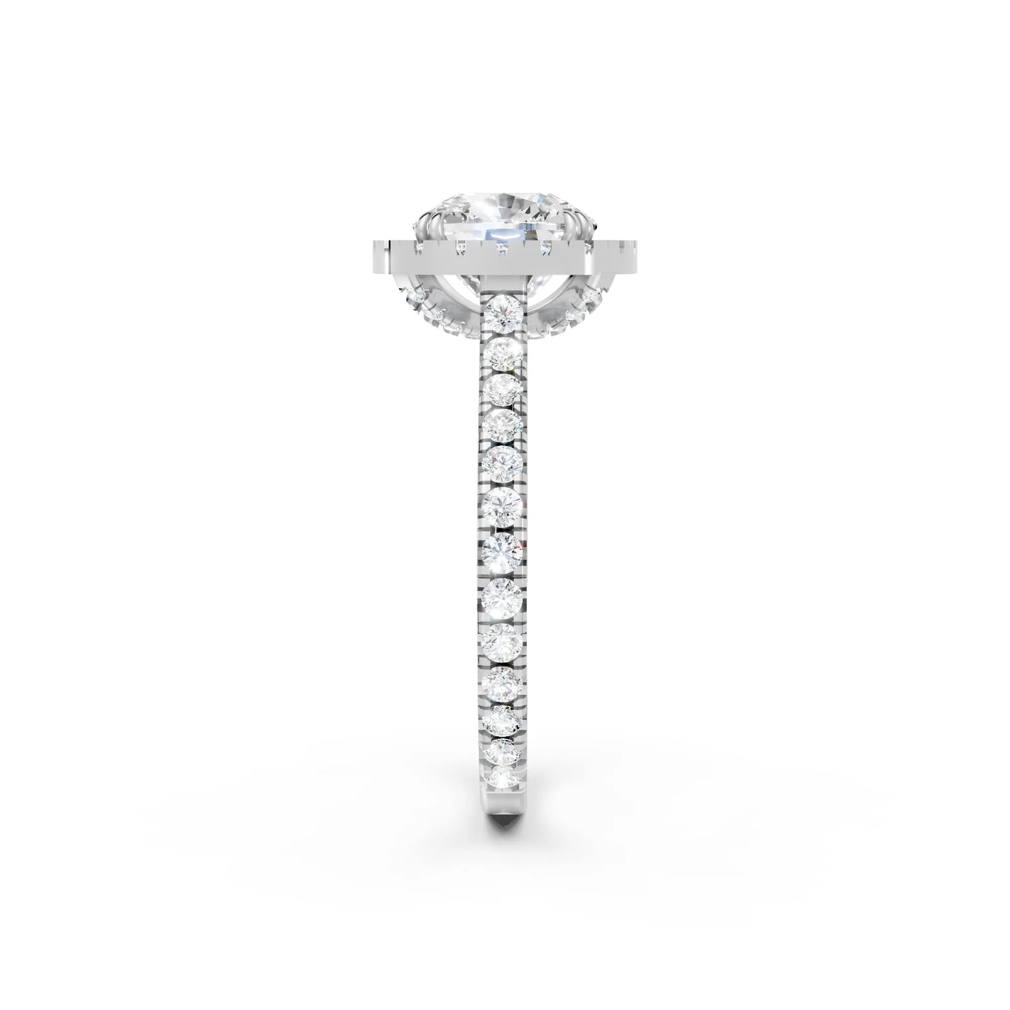 14K Gold Cushion Cut Diamond Halo Pave Engagement Ring