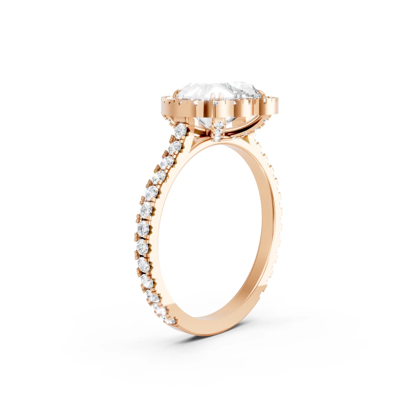14K Gold Heart Cut Diamond Halo Pave Engagement Ring