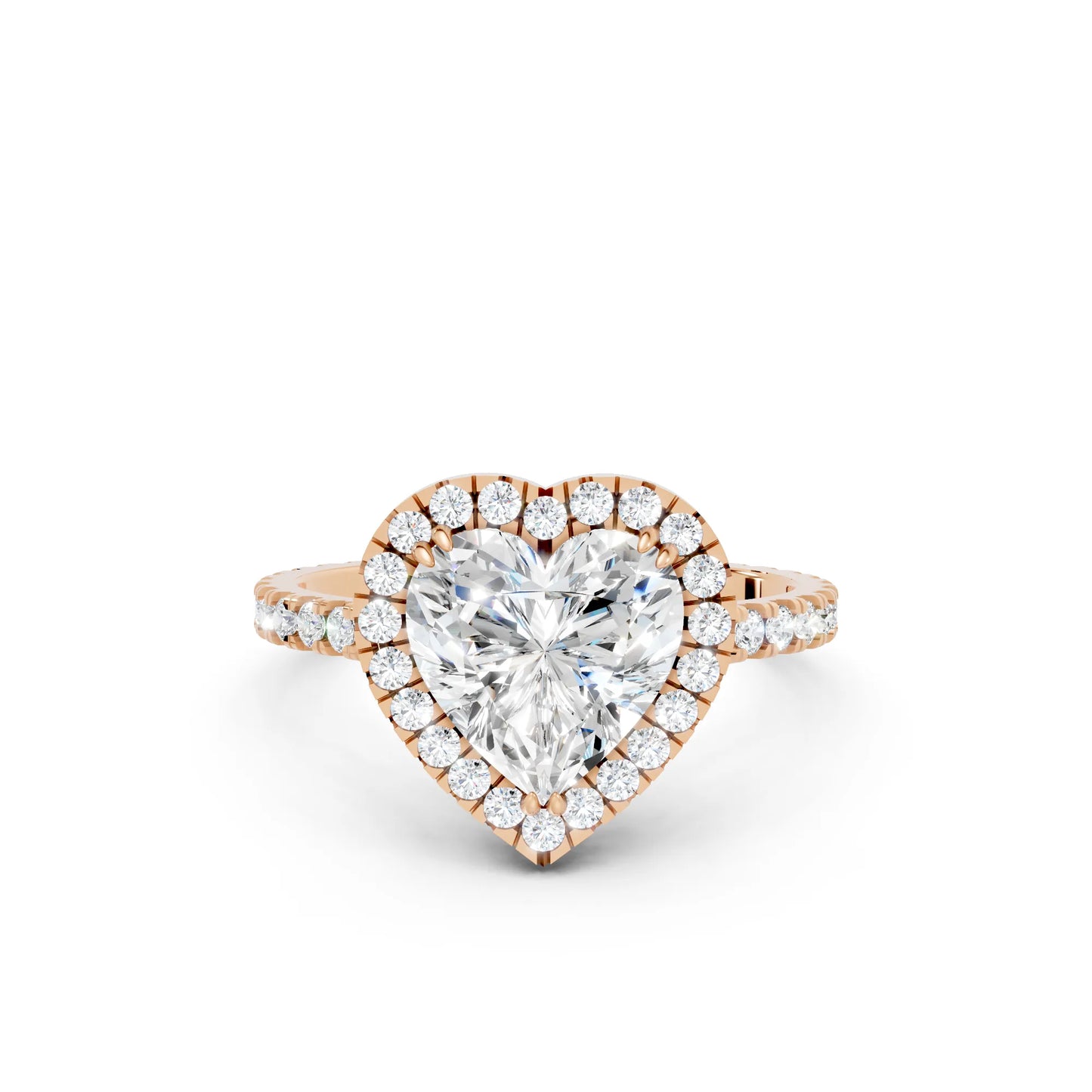 14K Gold Heart Cut Diamond Halo Pave Engagement Ring