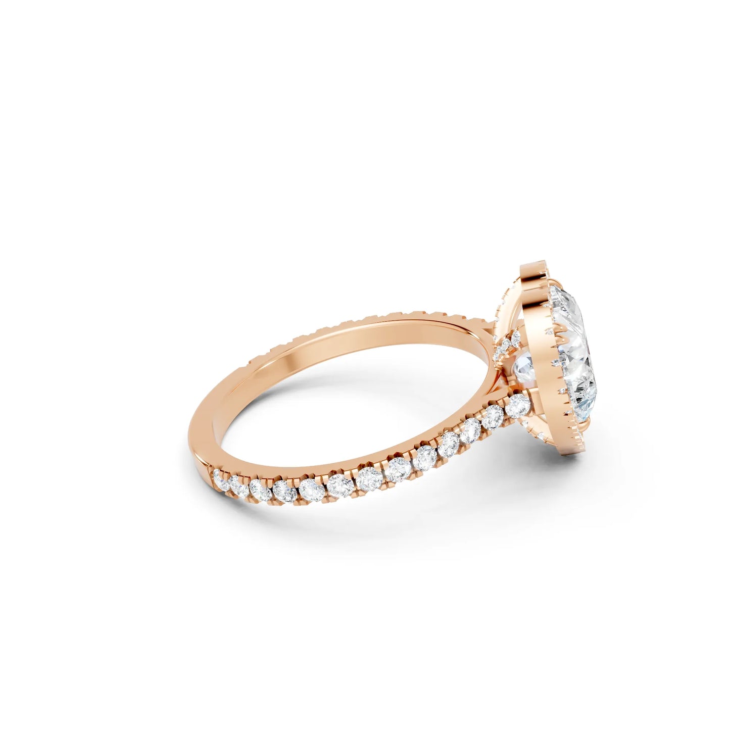 14K Gold Heart Cut Diamond Halo Pave Engagement Ring