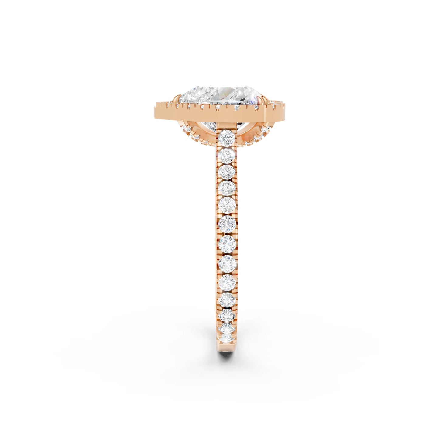 14K Gold Heart Cut Diamond Halo Pave Engagement Ring