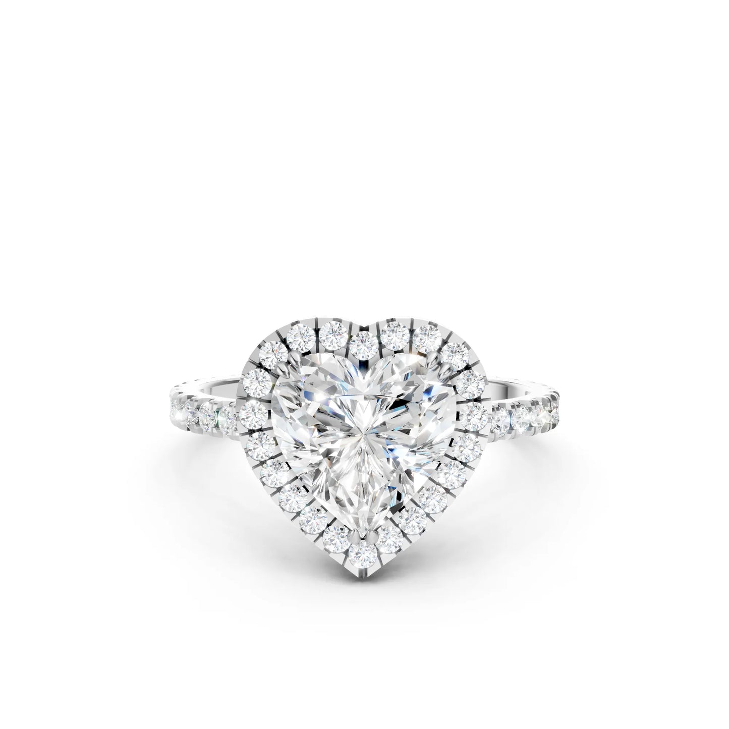 14K Gold Heart Cut Diamond Halo Pave Engagement Ring