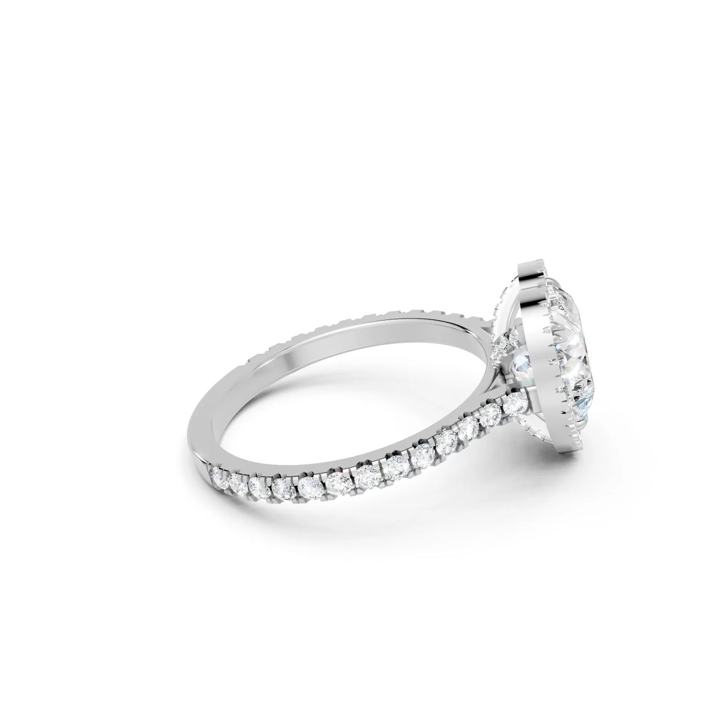 14K Gold Heart Cut Diamond Halo Pave Engagement Ring