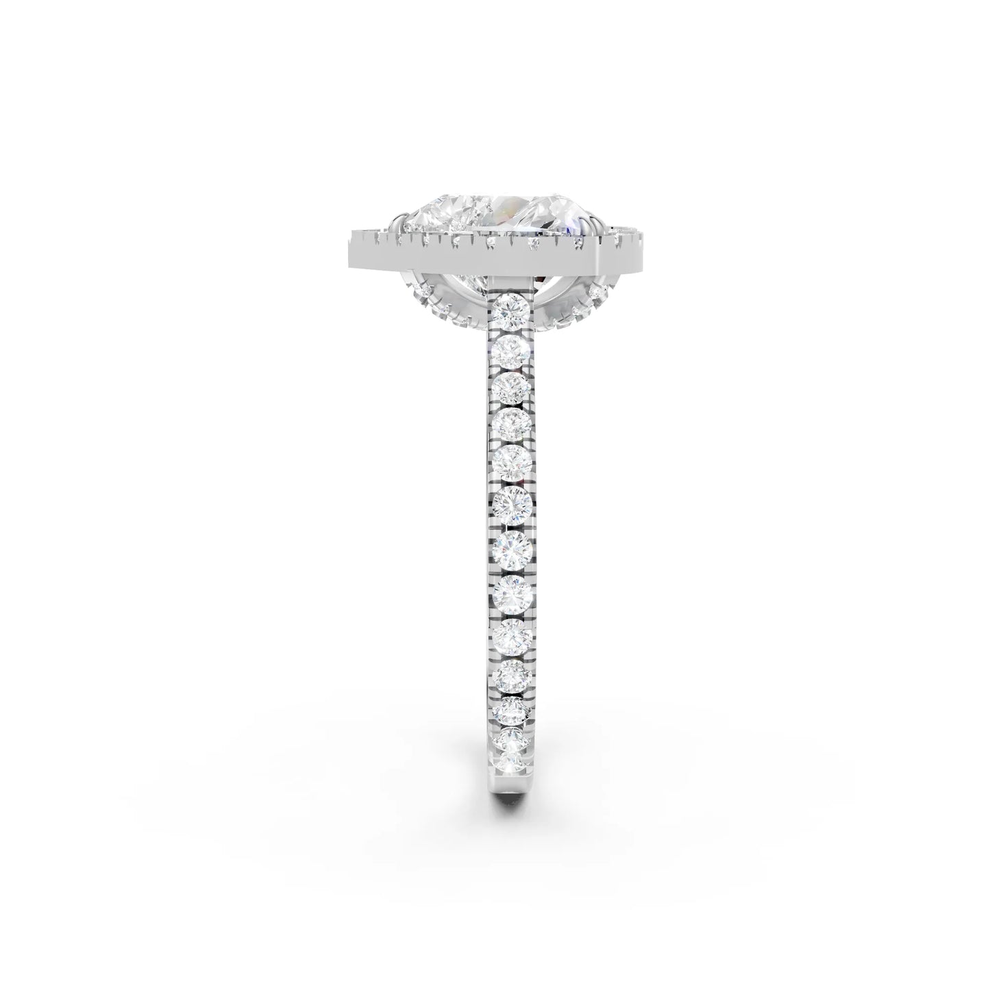 14K Gold Heart Cut Diamond Halo Pave Engagement Ring