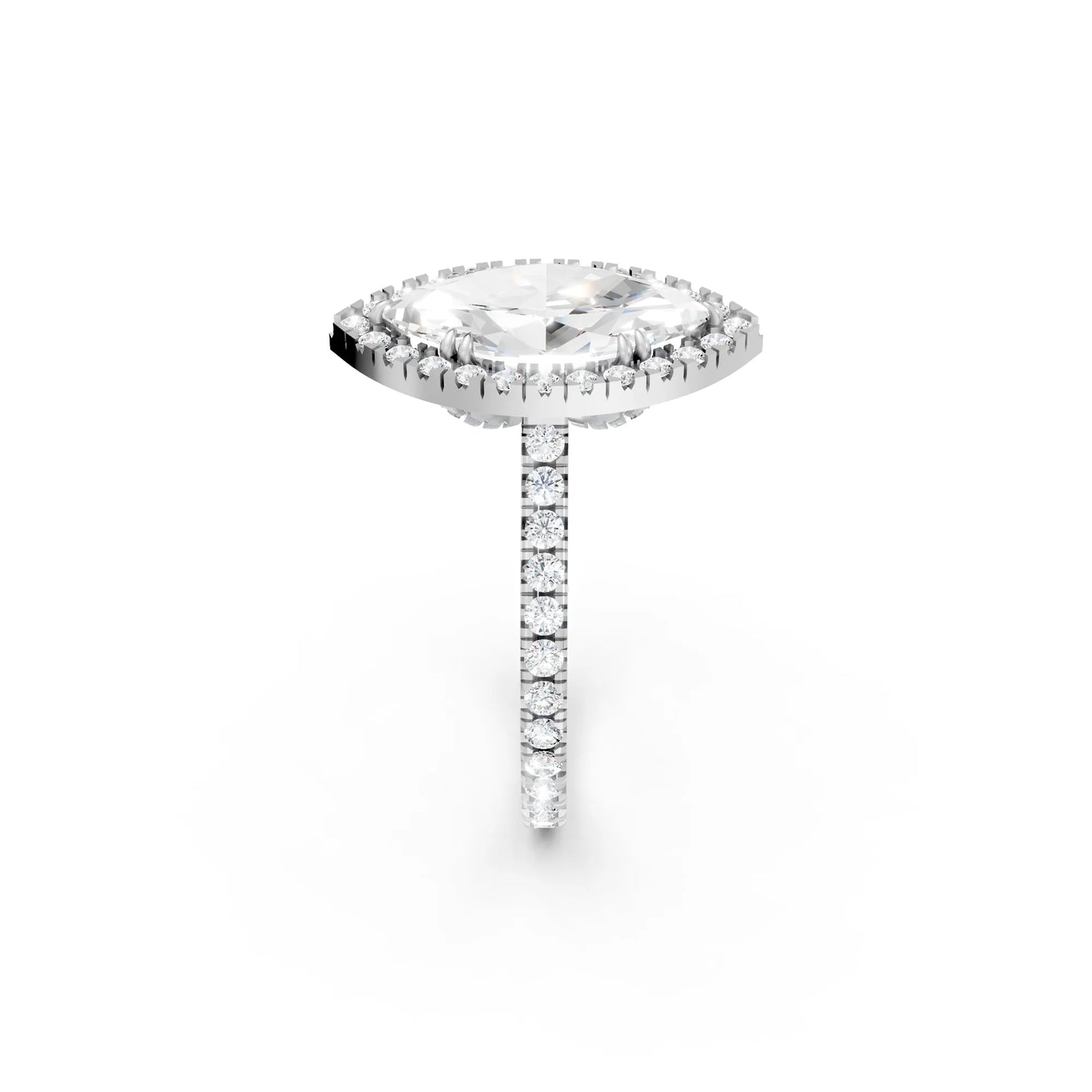 14K Gold Marquise Cut Diamond Halo Pave Engagement Ring