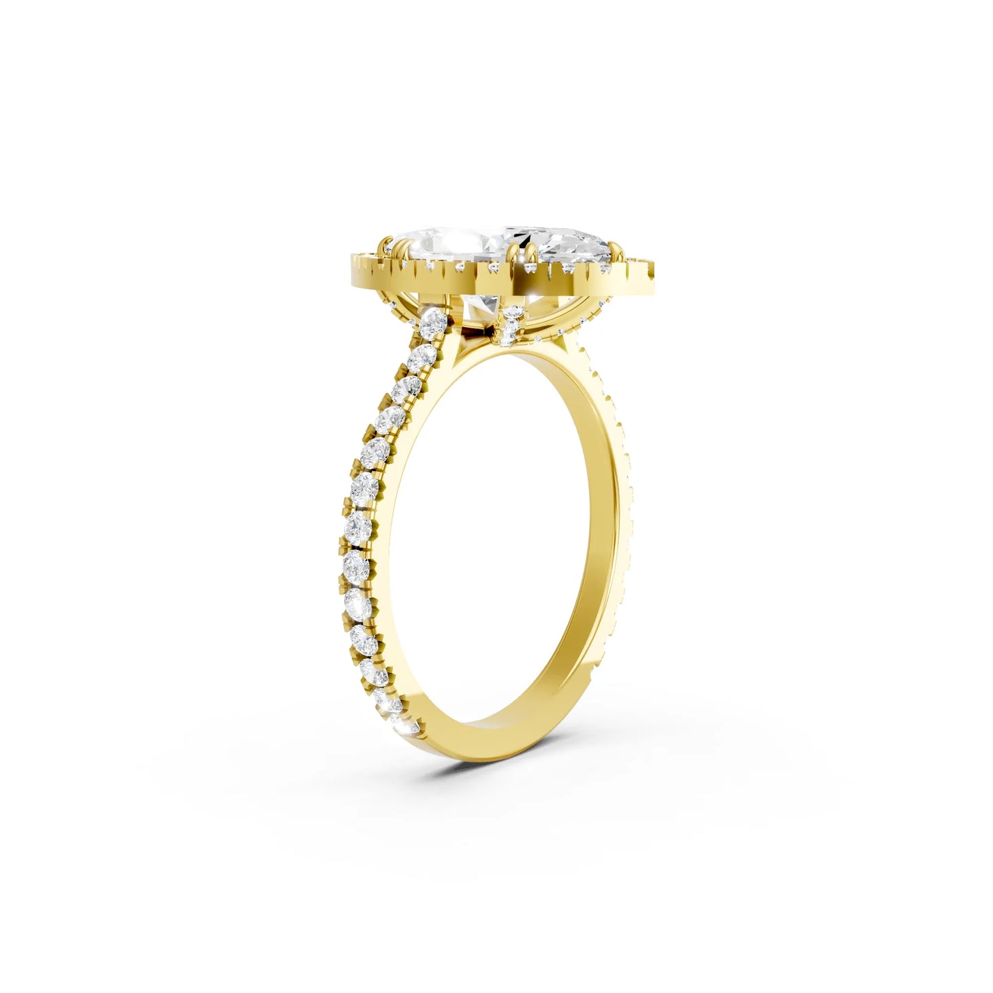 14K Gold Marquise Cut Diamond Halo Pave Engagement Ring