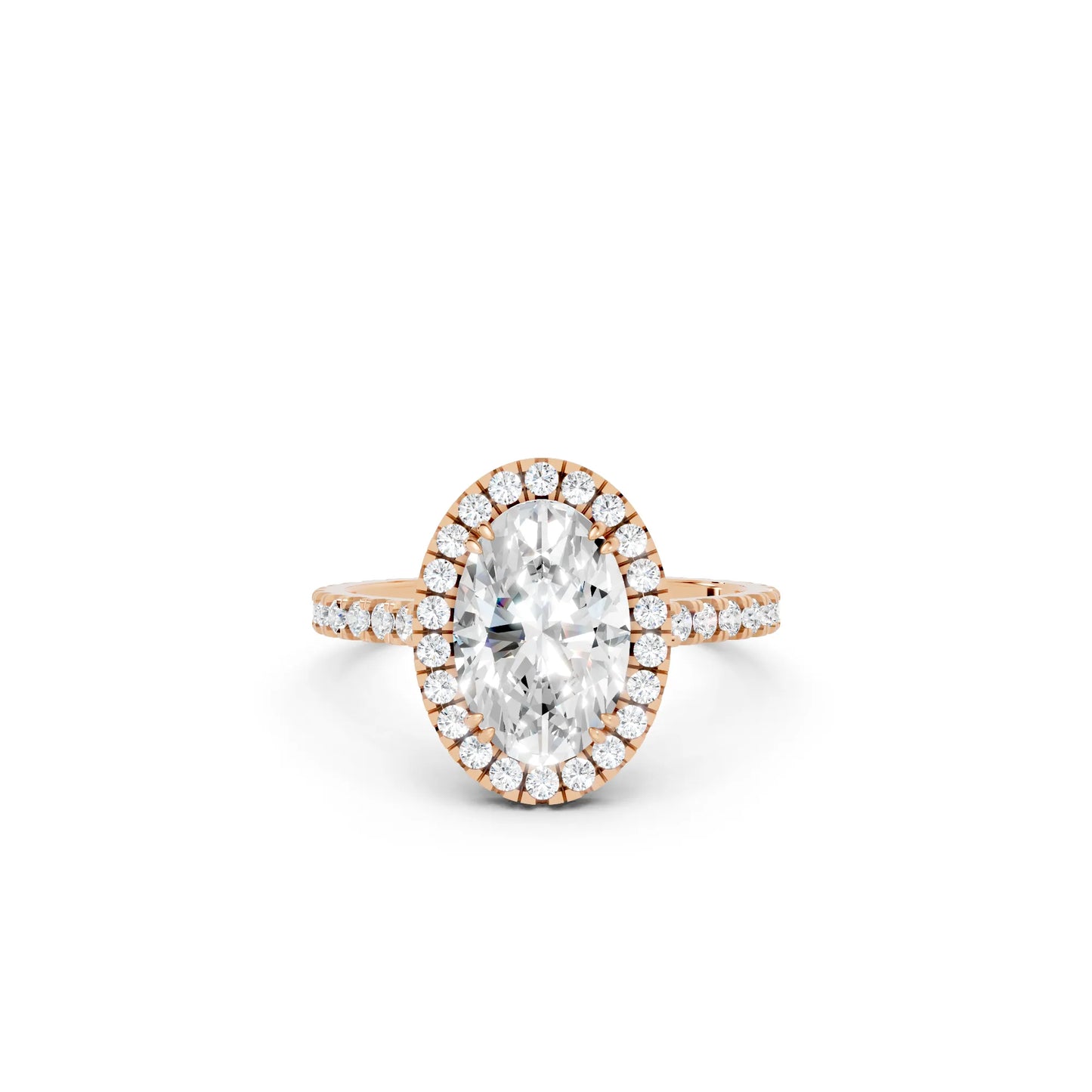 14K Gold Oval Cut Diamond Halo Pave Engagement Ring