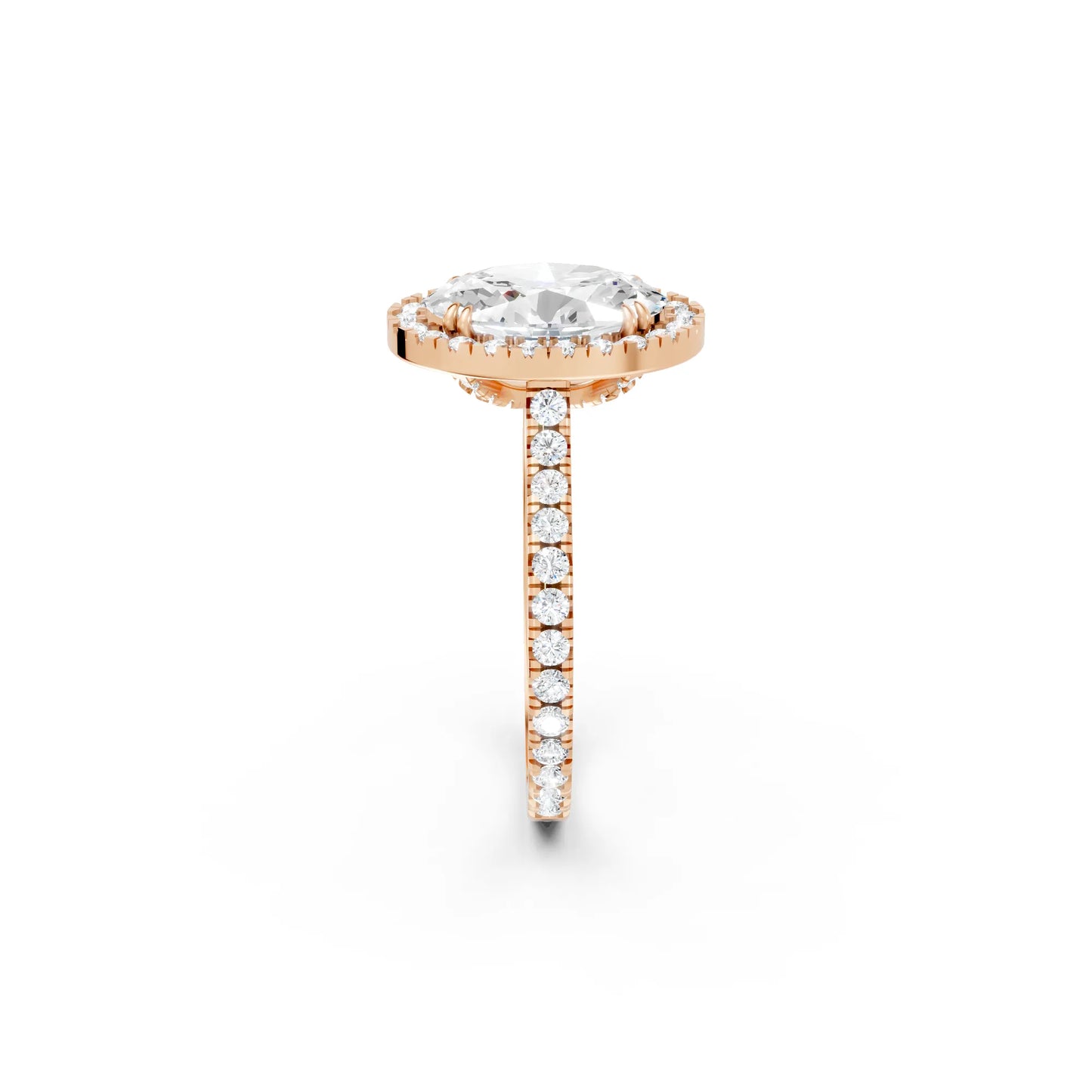 14K Gold Oval Cut Diamond Halo Pave Engagement Ring