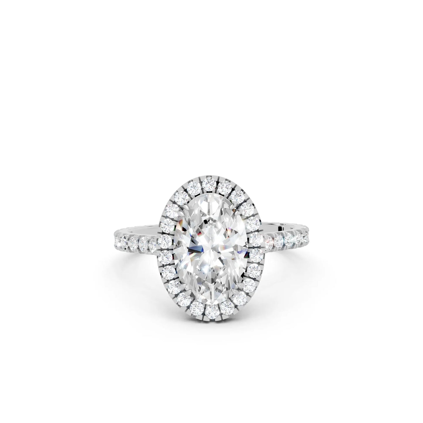 14K Gold Oval Cut Diamond Halo Pave Engagement Ring