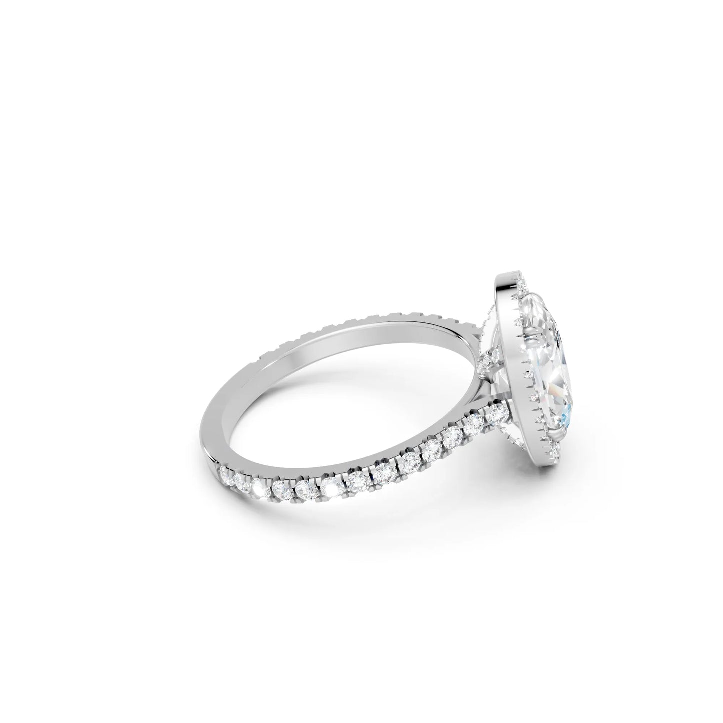 14K Gold Oval Cut Diamond Halo Pave Engagement Ring