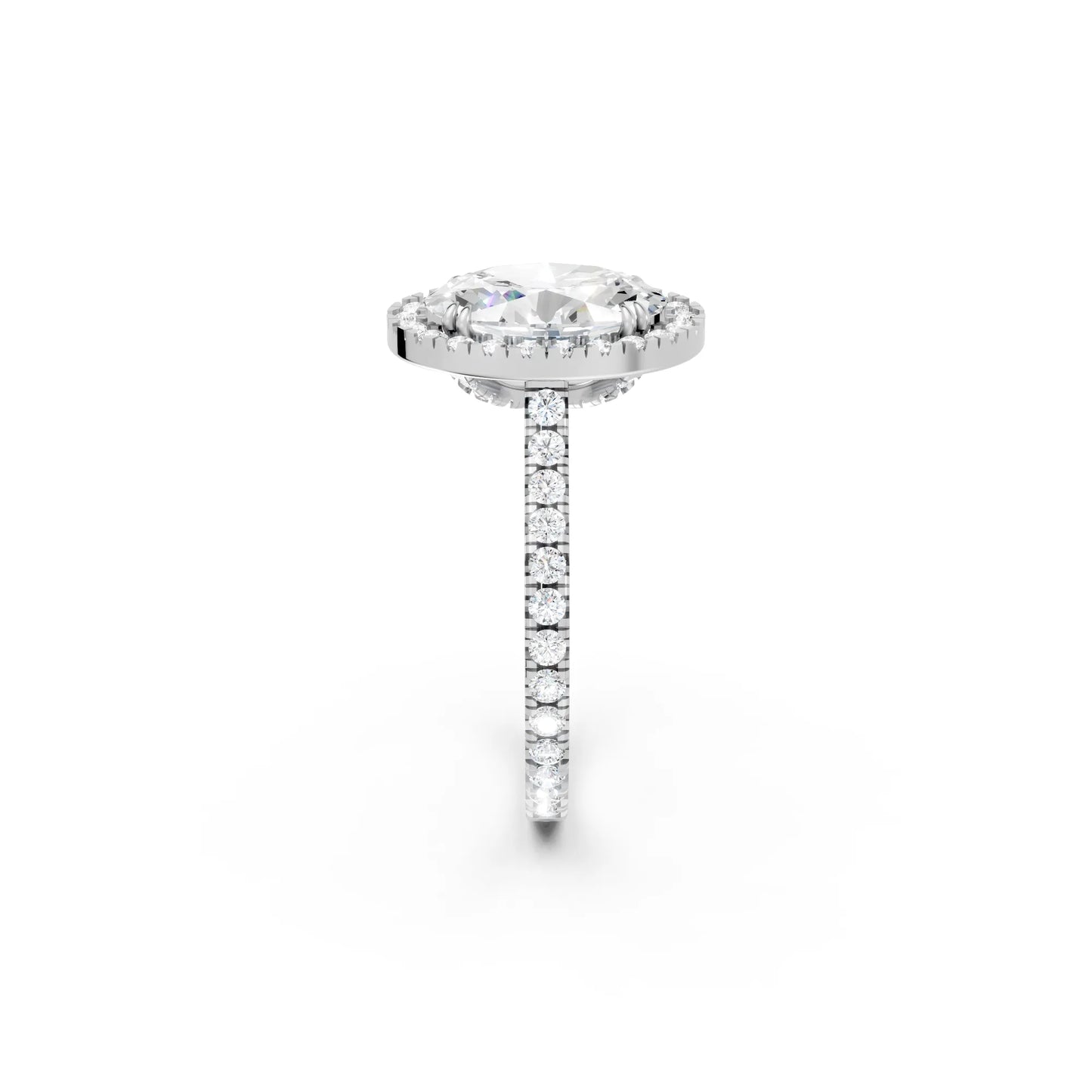 14K Gold Oval Cut Diamond Halo Pave Engagement Ring