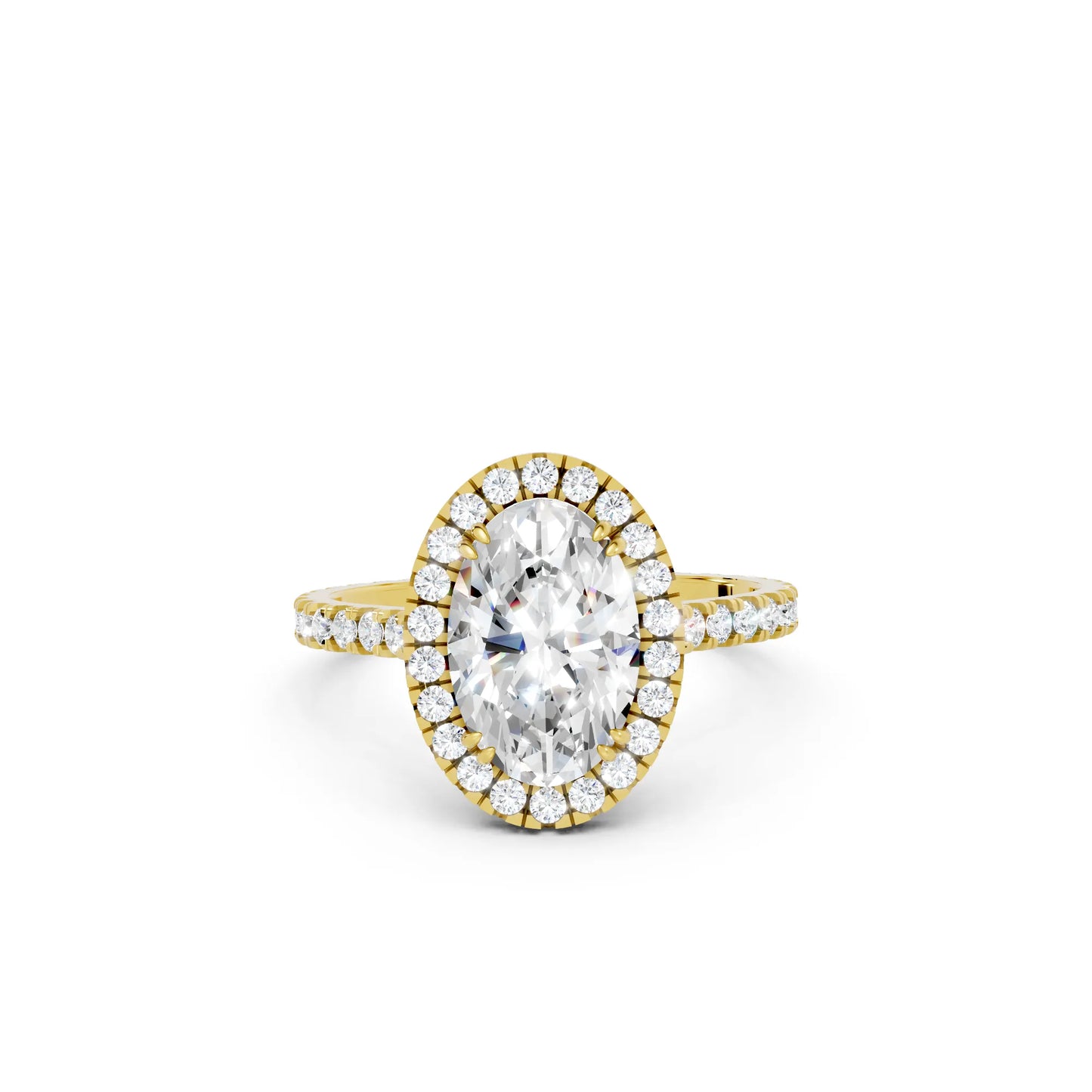 14K Gold Oval Cut Diamond Halo Pave Engagement Ring