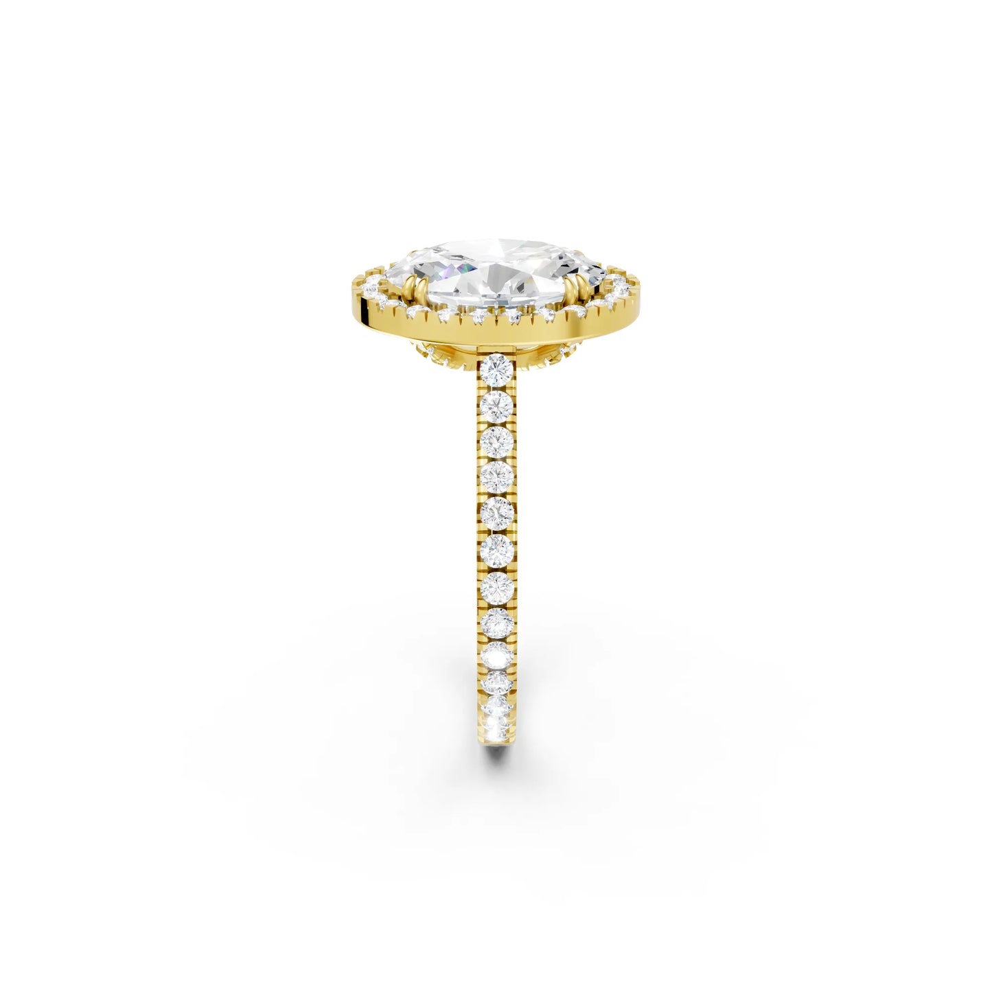 14K Gold Oval Cut Diamond Halo Pave Engagement Ring