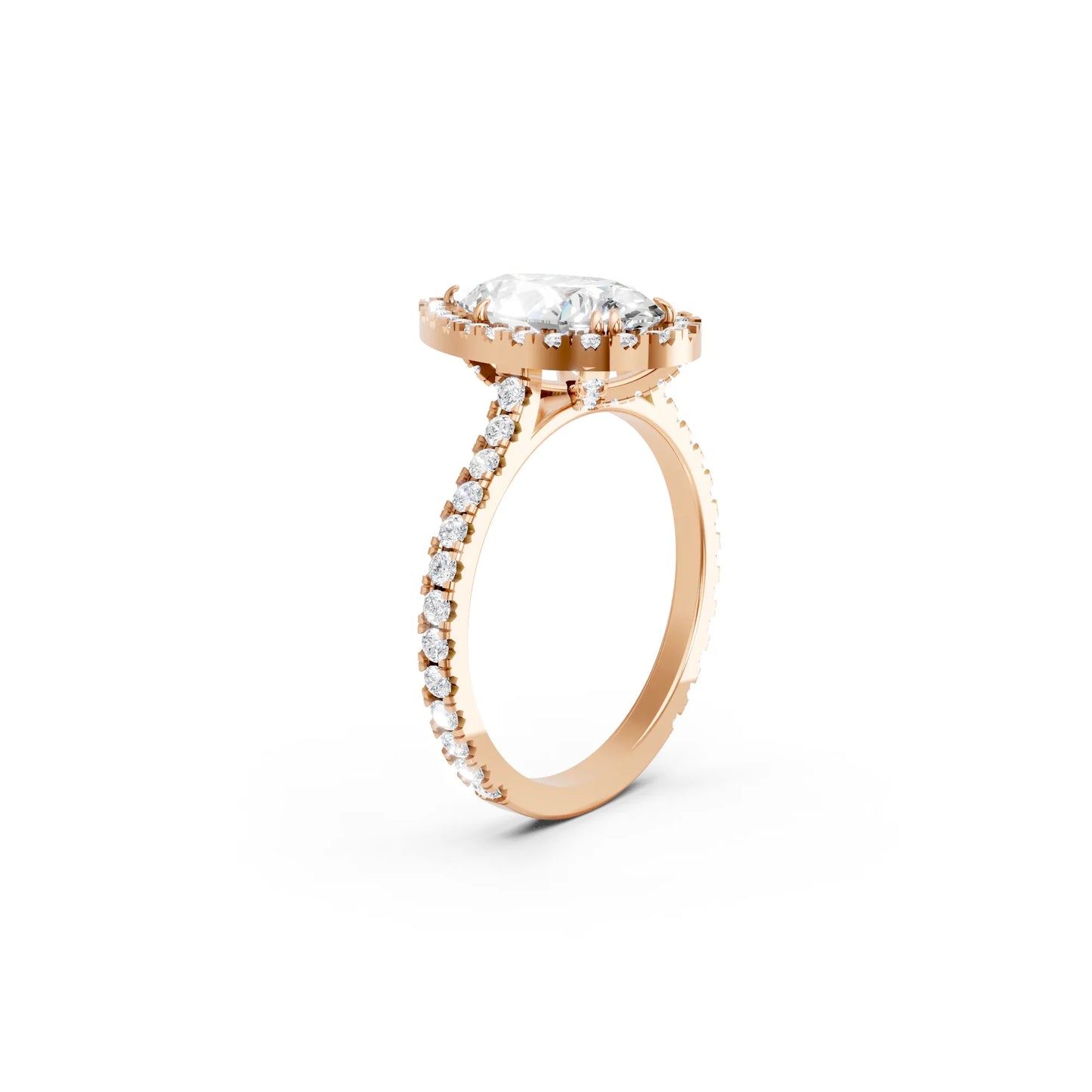 14K Gold Pear Cut Diamond Halo Pave Engagement Ring
