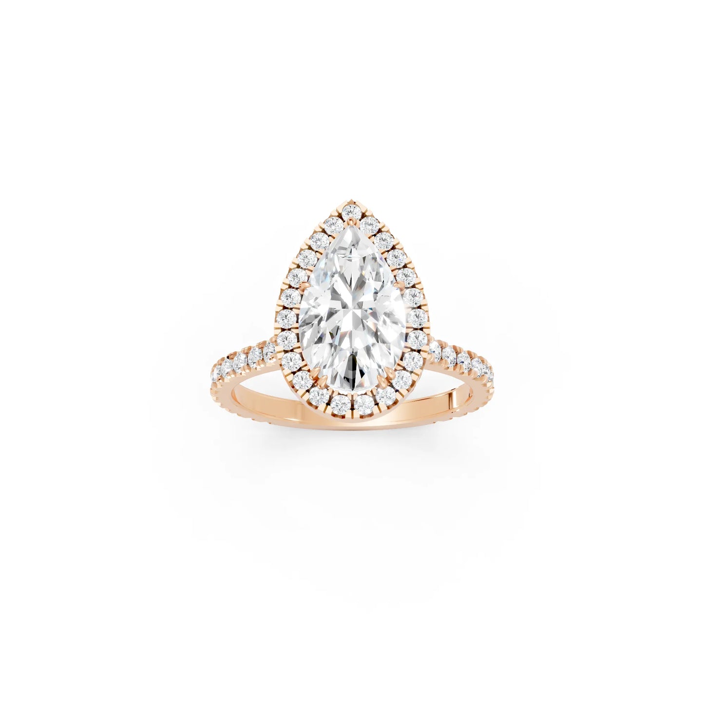 14K Gold Pear Cut Diamond Halo Pave Engagement Ring