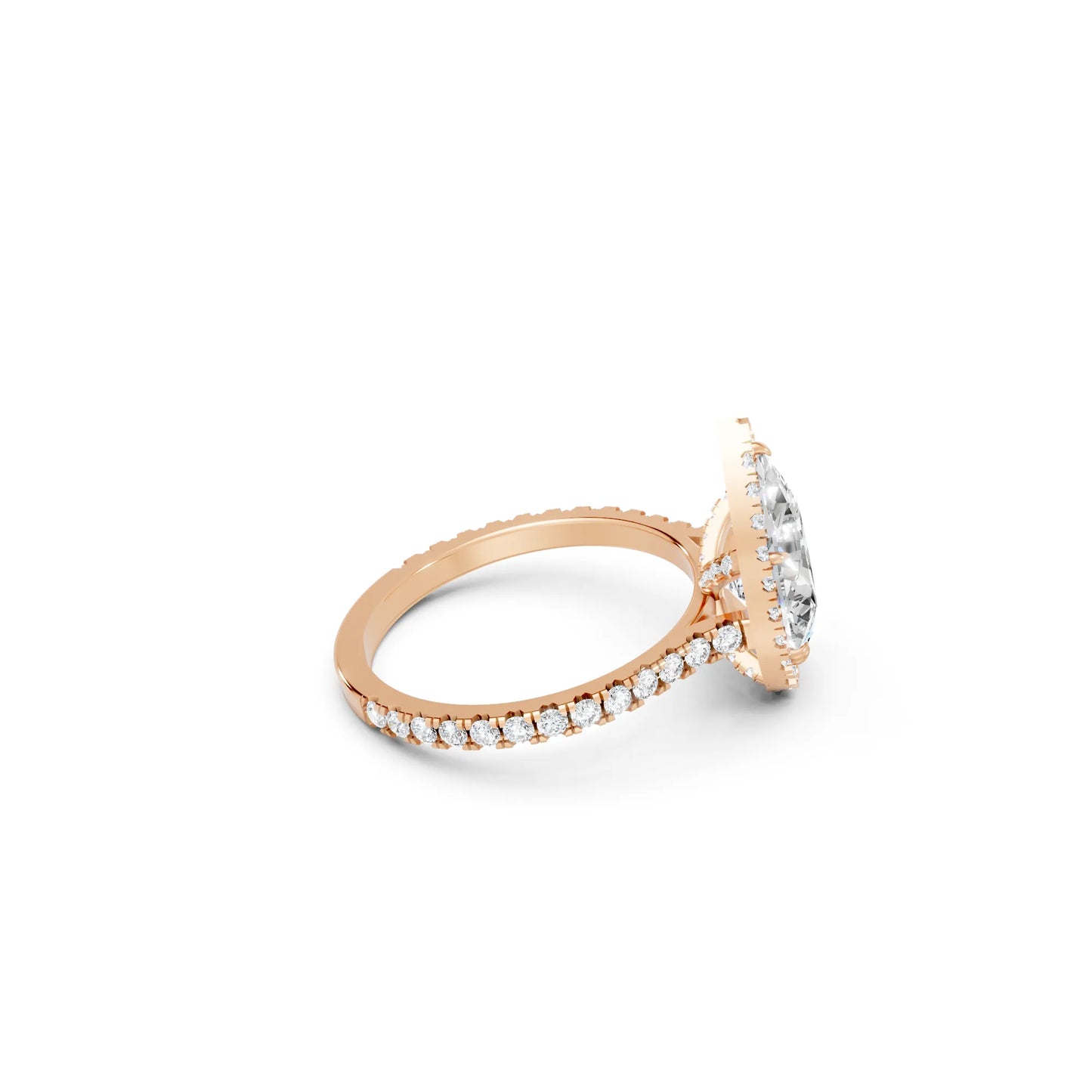 14K Gold Pear Cut Diamond Halo Pave Engagement Ring