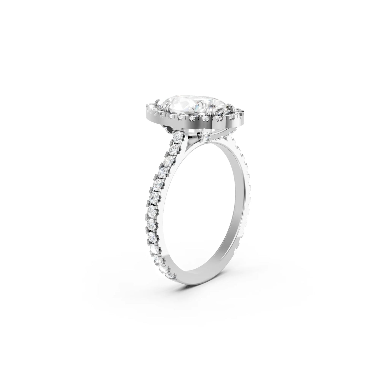 14K Gold Pear Cut Diamond Halo Pave Engagement Ring
