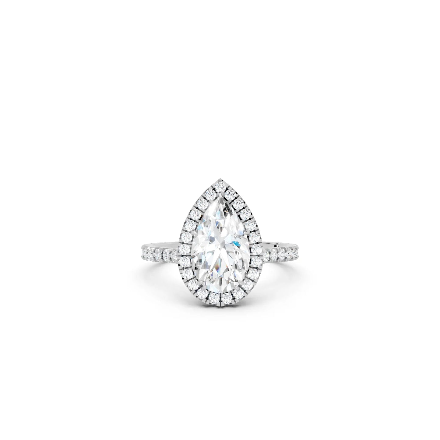 14K Gold Pear Cut Diamond Halo Pave Engagement Ring