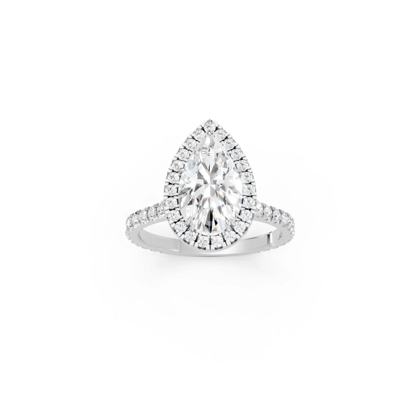 14K Gold Pear Cut Diamond Halo Pave Engagement Ring