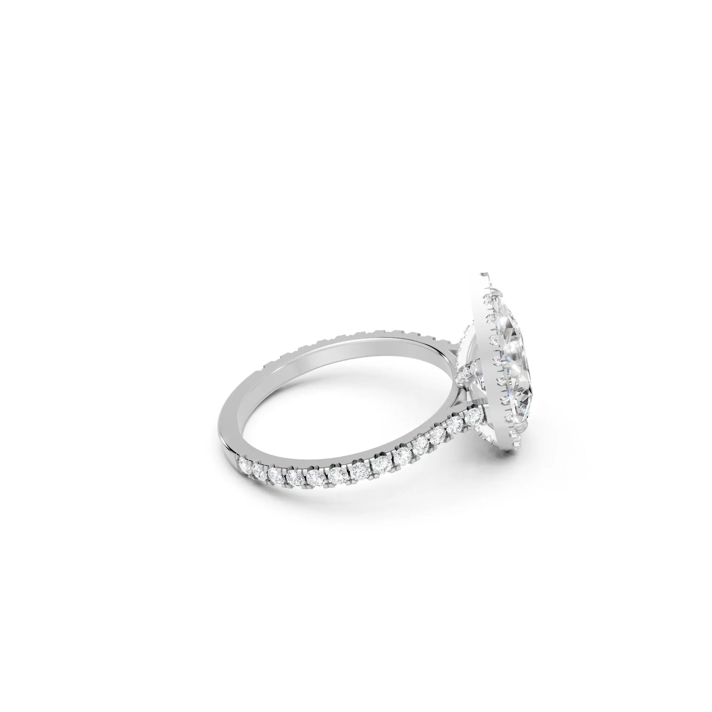 14K Gold Pear Cut Diamond Halo Pave Engagement Ring