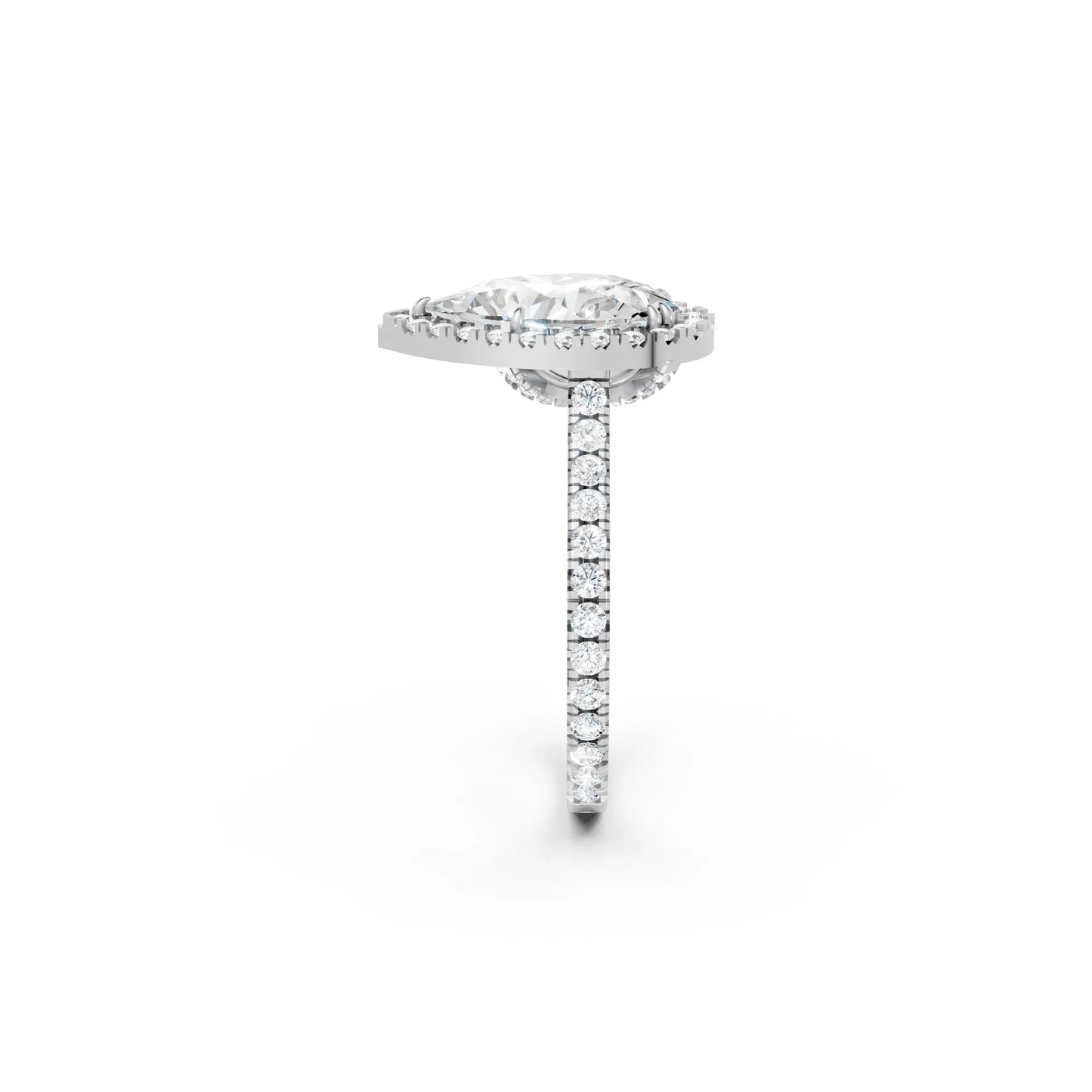 14K Gold Pear Cut Diamond Halo Pave Engagement Ring