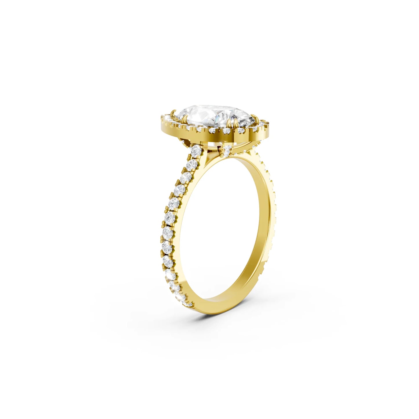 14K Gold Pear Cut Diamond Halo Pave Engagement Ring