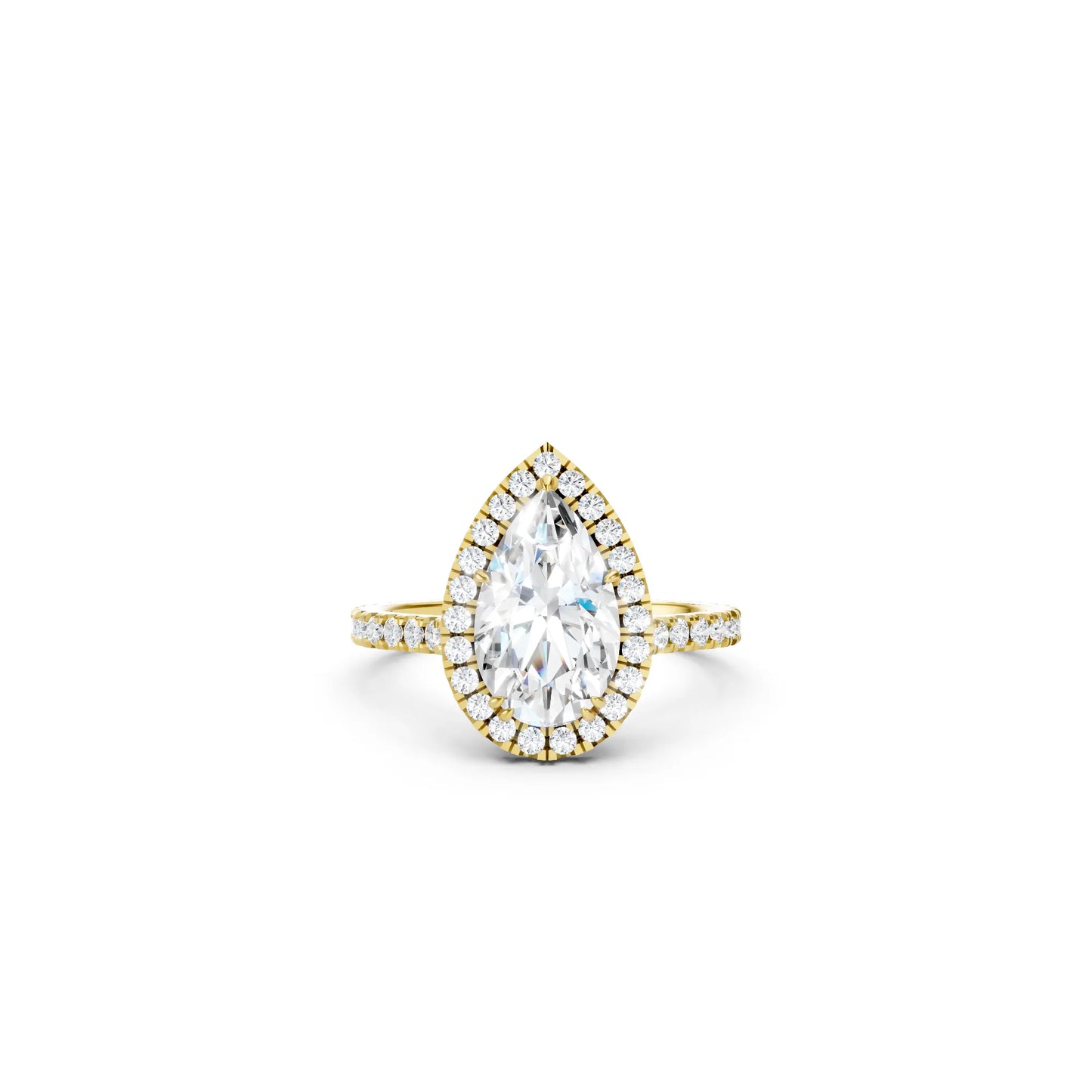 14K Gold Pear Cut Diamond Halo Pave Engagement Ring