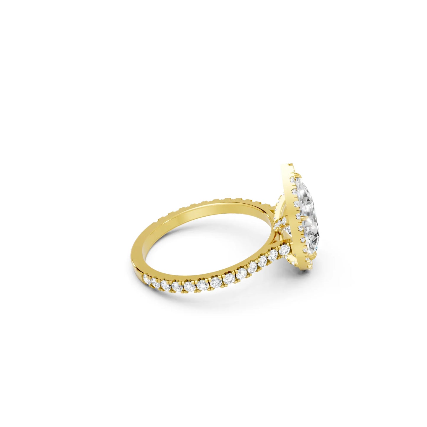 14K Gold Pear Cut Diamond Halo Pave Engagement Ring
