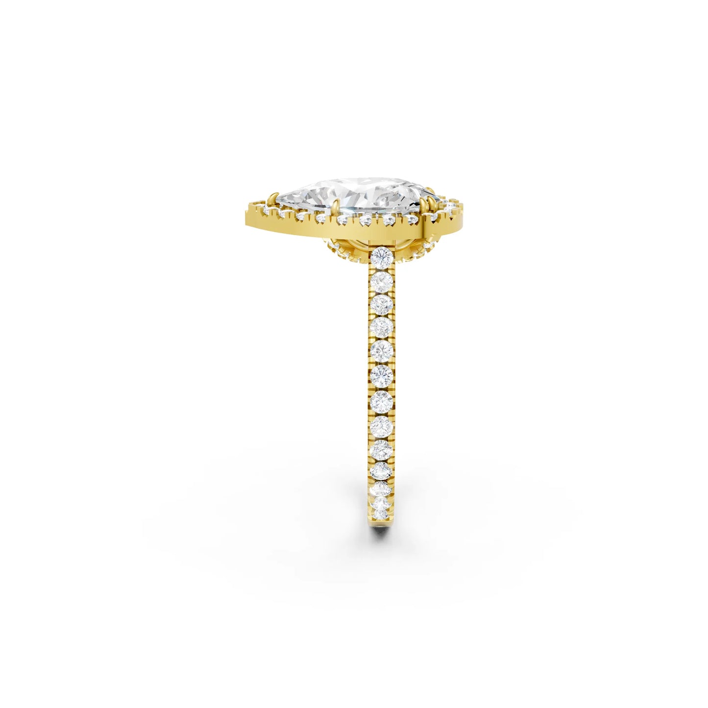 14K Gold Pear Cut Diamond Halo Pave Engagement Ring
