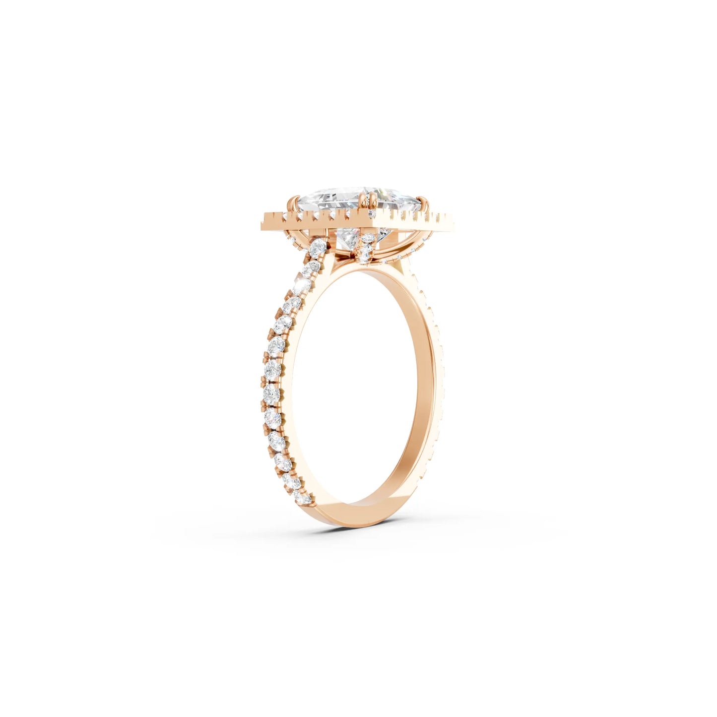 14K Gold Princess Cut Diamond Halo Pave Engagement Ring