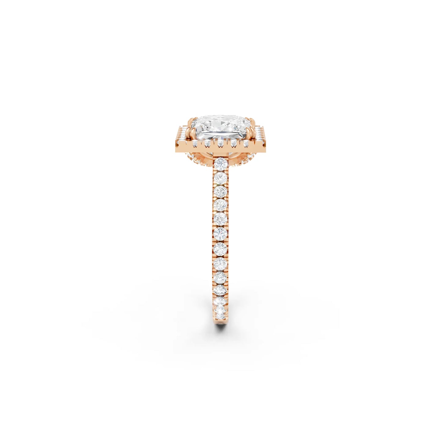 14K Gold Princess Cut Diamond Halo Pave Engagement Ring