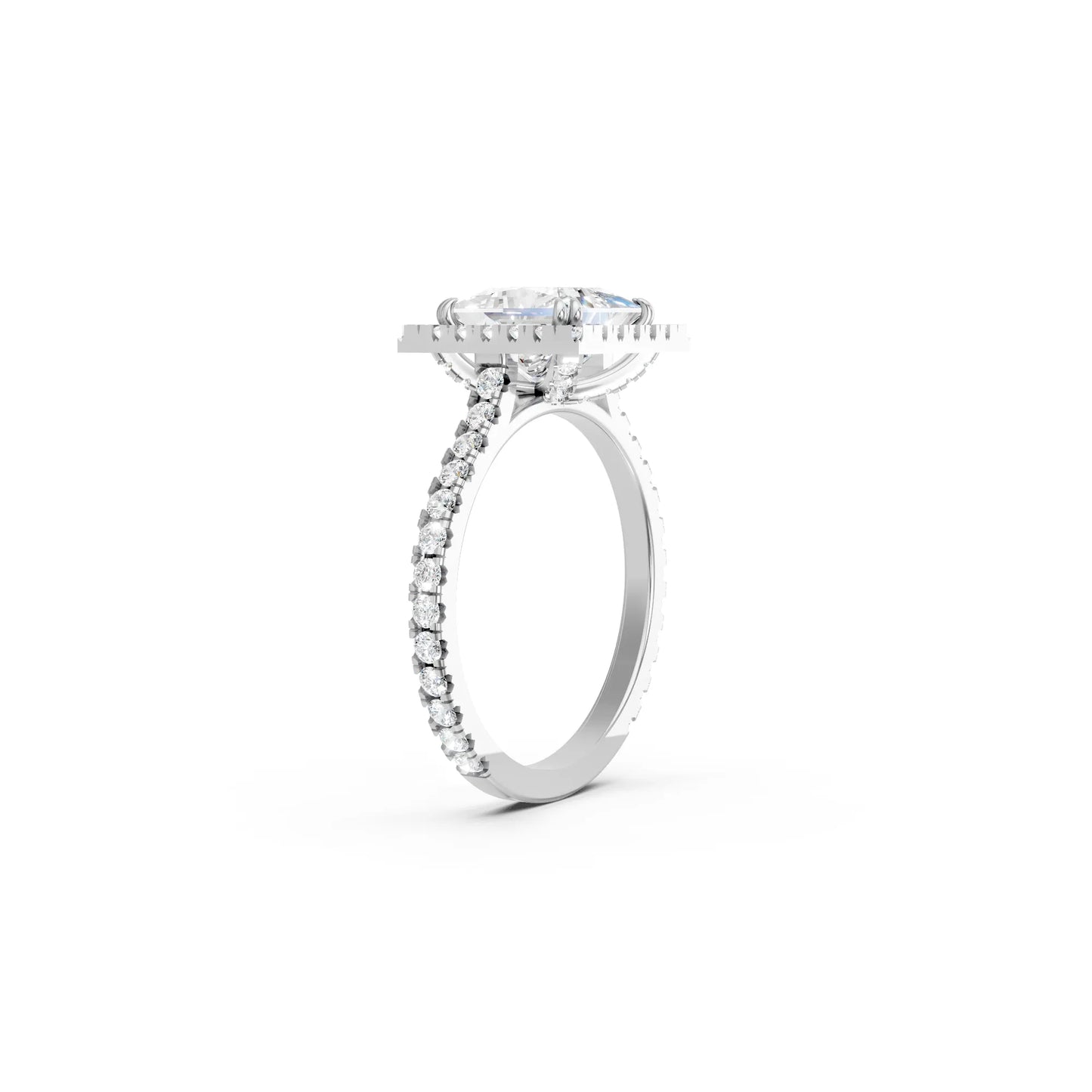 14K Gold Princess Cut Diamond Halo Pave Engagement Ring