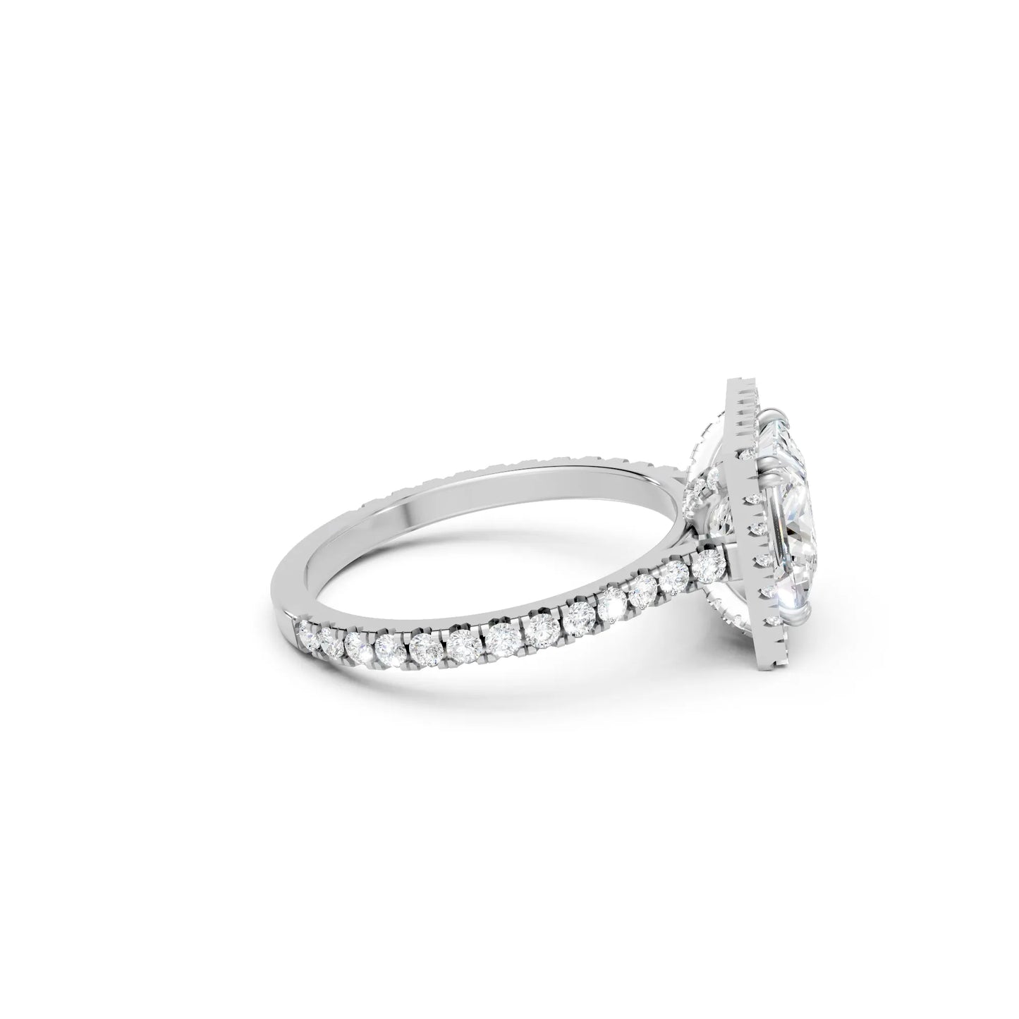 14K Gold Princess Cut Diamond Halo Pave Engagement Ring