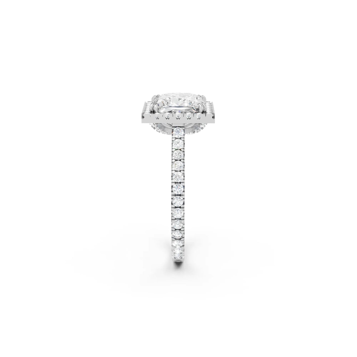 14K Gold Princess Cut Diamond Halo Pave Engagement Ring