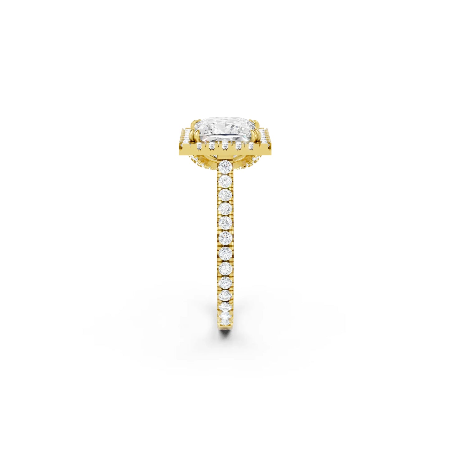 14K Gold Princess Cut Diamond Halo Pave Engagement Ring
