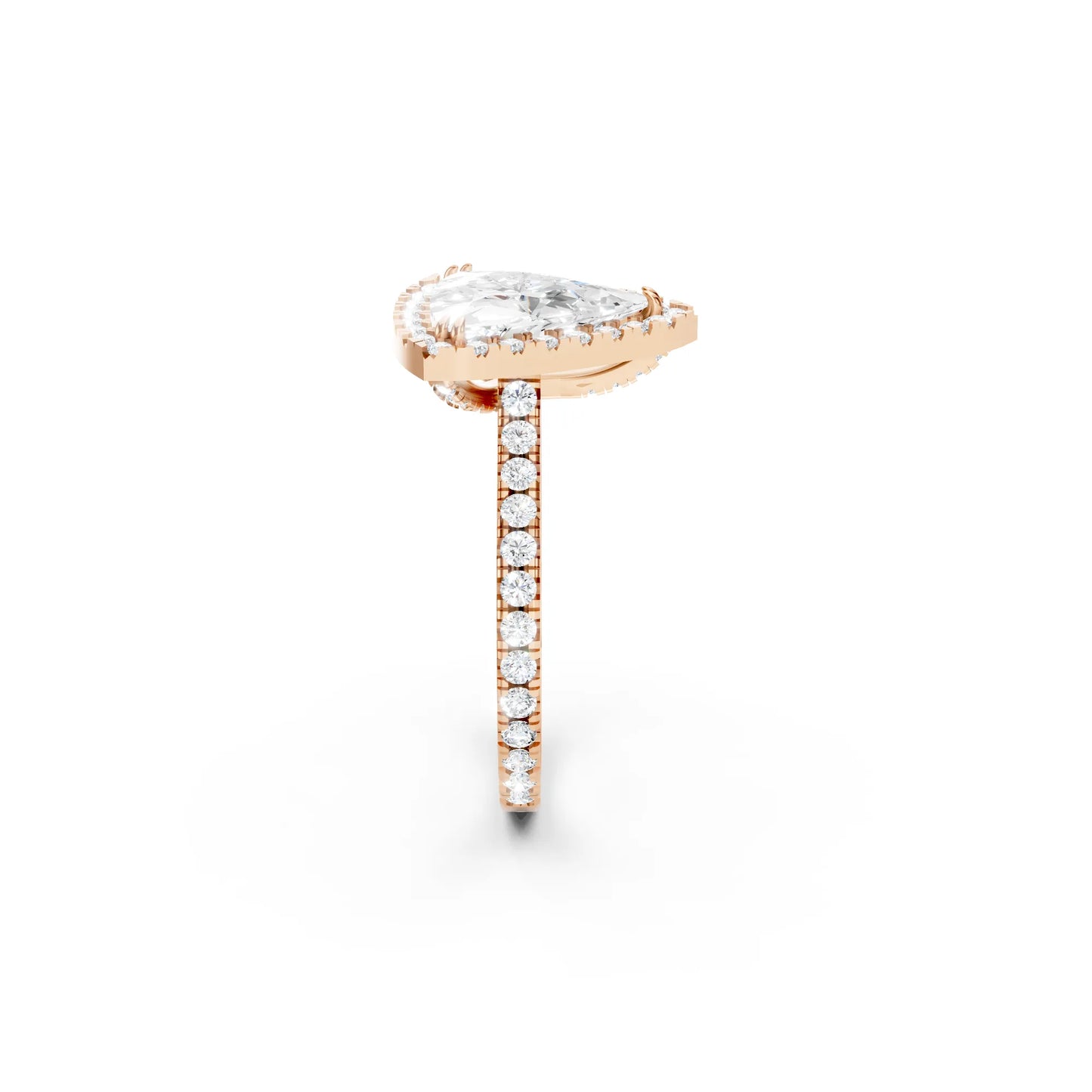 14K Gold Trillion Cut Diamond Halo Pave Engagement Ring