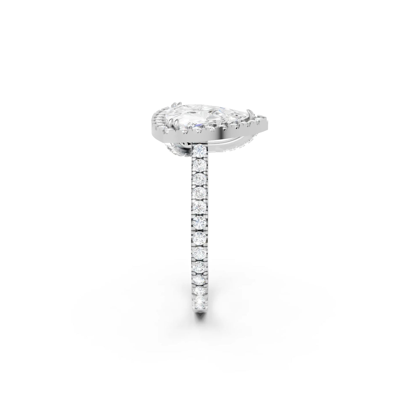 14K Gold Trillion Cut Diamond Halo Pave Engagement Ring