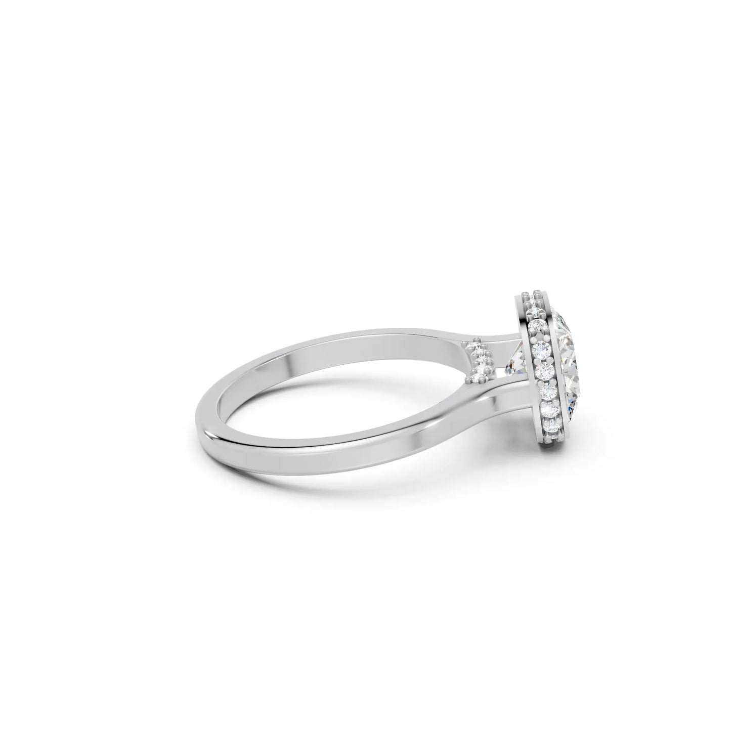 14K Gold Cushion Cut Diamond Hidden Halo Bezel Engagement Ring