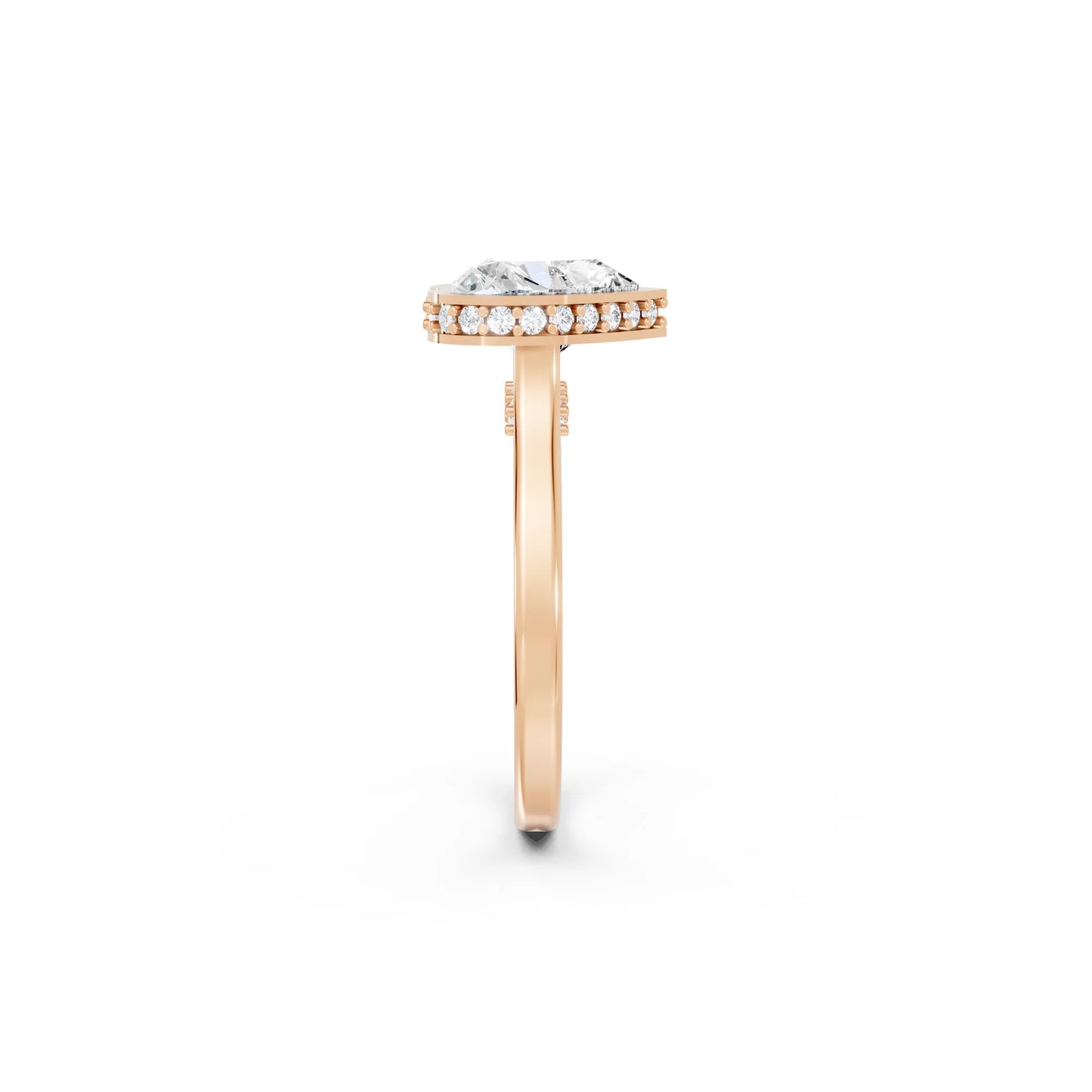 14K Gold Heart Cut Diamond Hidden Halo Bezel Engagement Ring