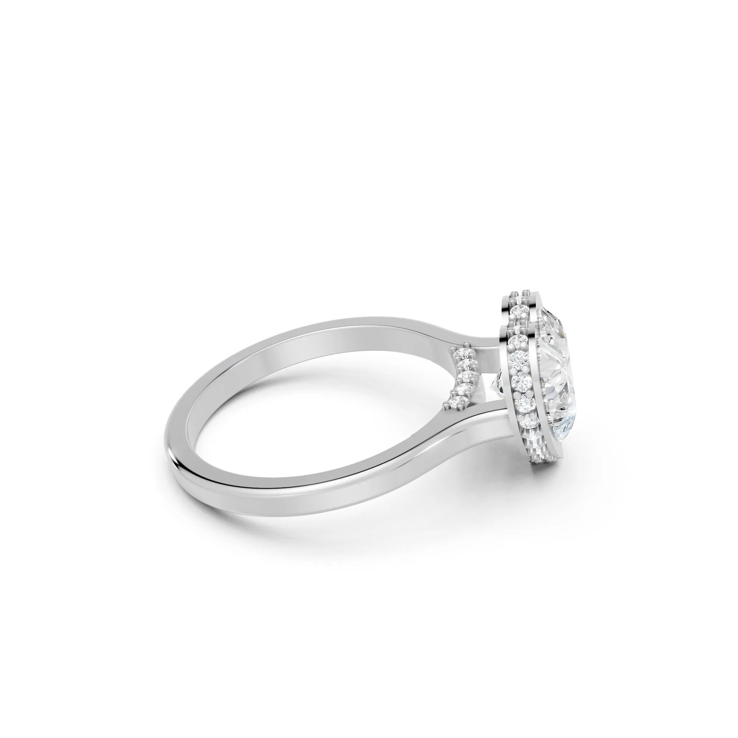14K Gold Heart Cut Diamond Hidden Halo Bezel Engagement Ring
