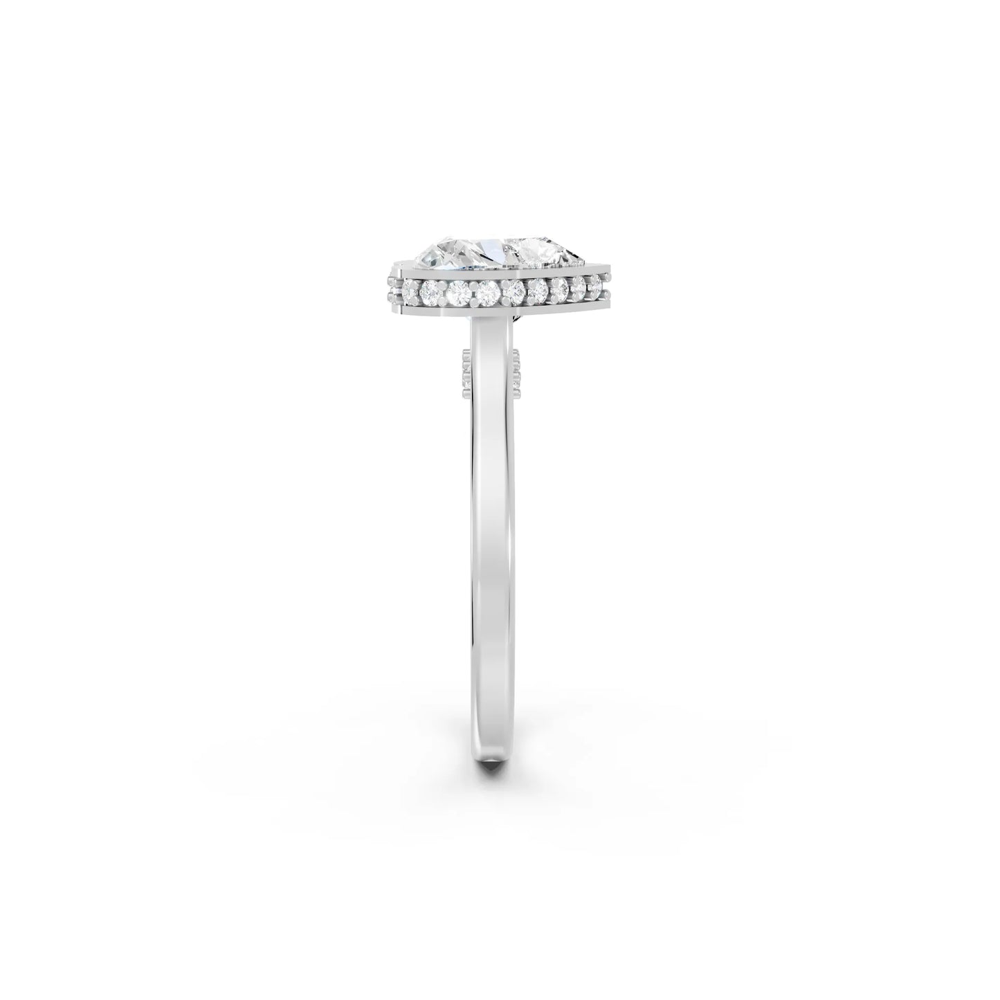 14K Gold Heart Cut Diamond Hidden Halo Bezel Engagement Ring