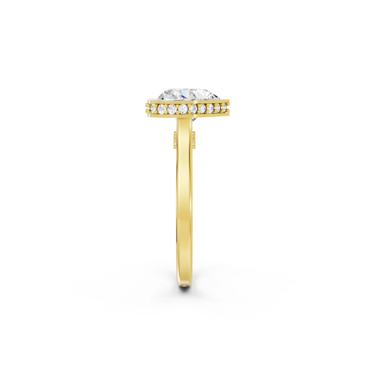 14K Gold Heart Cut Diamond Hidden Halo Bezel Engagement Ring