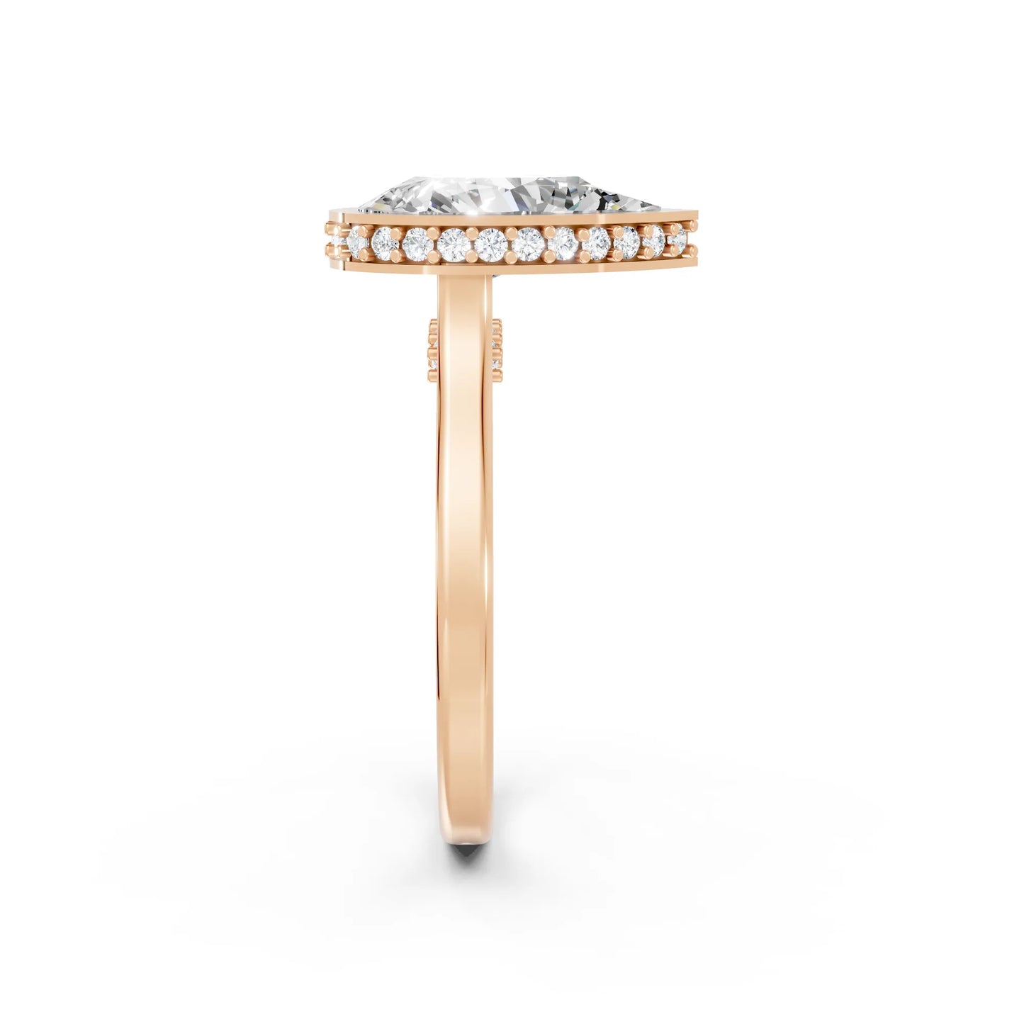 14K Gold Pear Cut Diamond Hidden Halo Bezel Engagement Ring