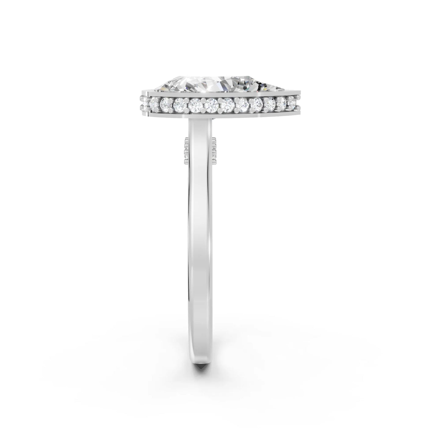 14K Gold Pear Cut Diamond Hidden Halo Bezel Engagement Ring