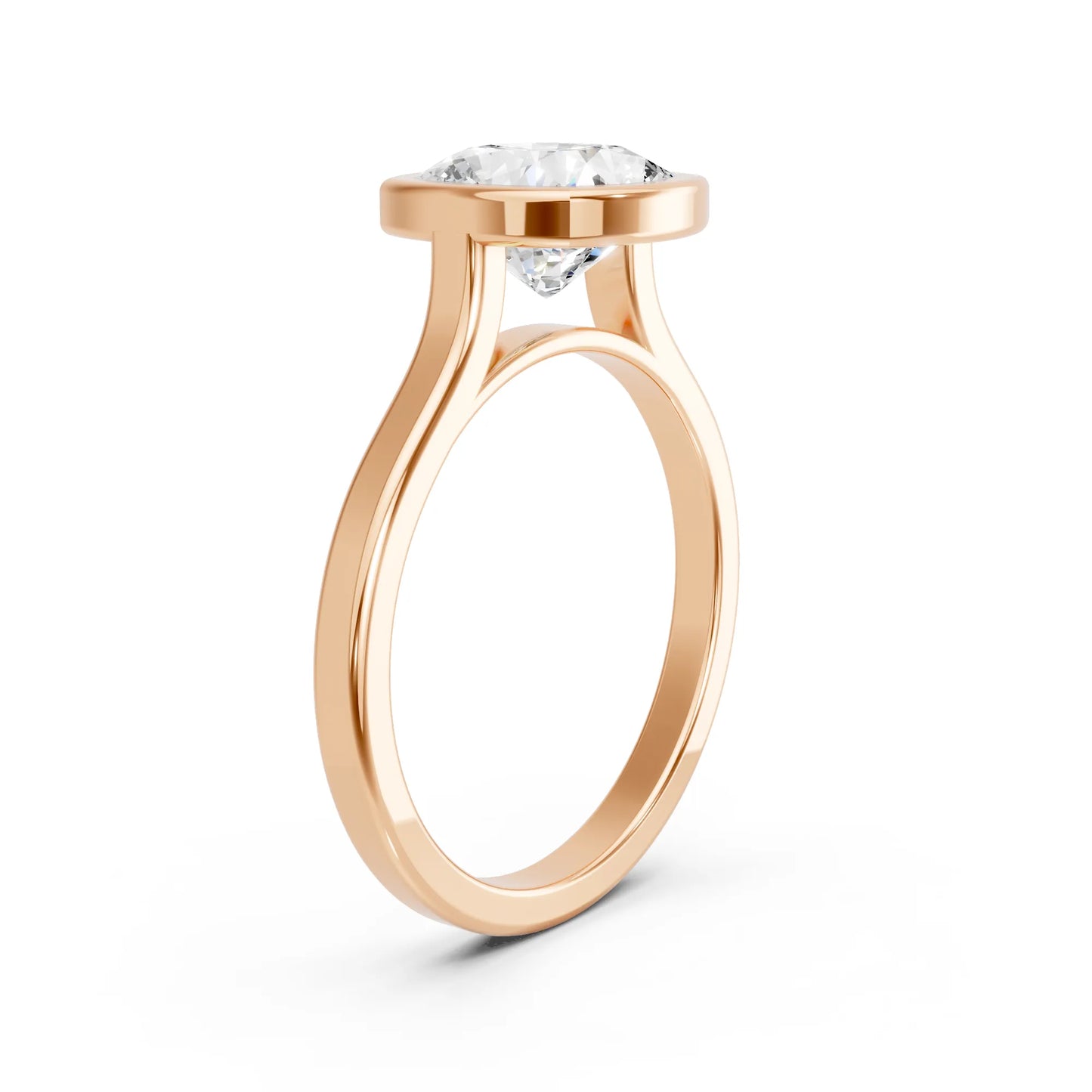 14K Gold Cushion Cut Diamond Bezel Engagement Ring