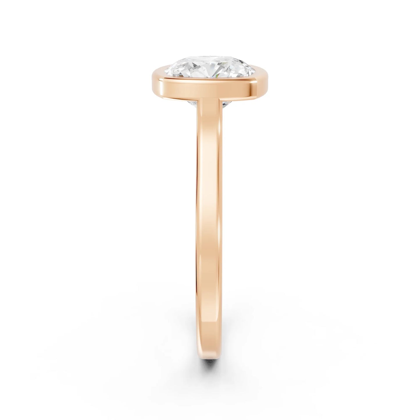 14K Gold Cushion Cut Diamond Bezel Engagement Ring