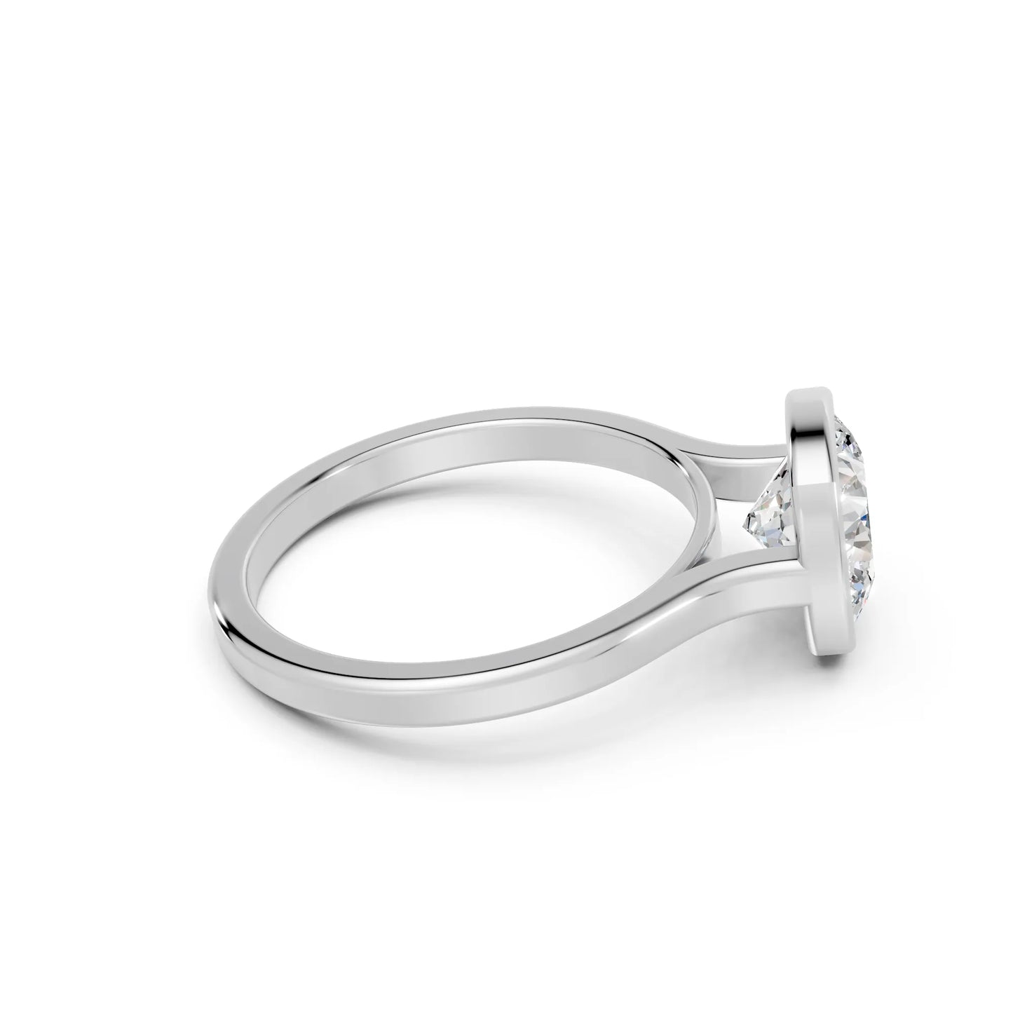 14K Gold Cushion Cut Diamond Bezel Engagement Ring