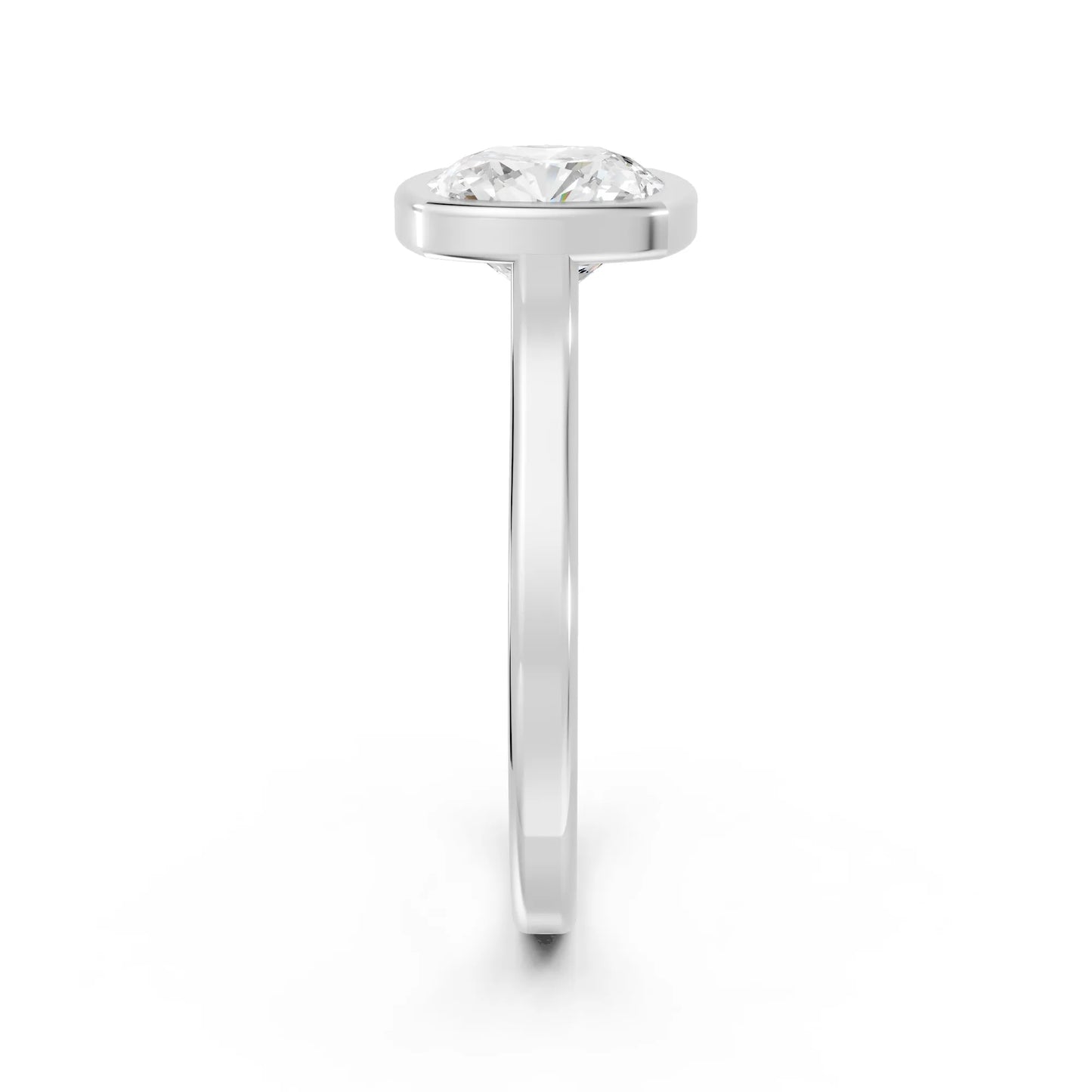 14K Gold Cushion Cut Diamond Bezel Engagement Ring